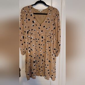 Umgee Boutique Light Tan Leopard-Print Dress Sz L